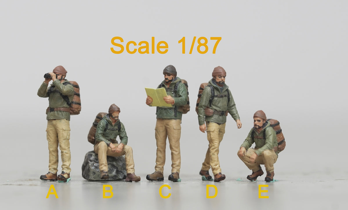 Hiker man figure HO 1/64 1/18 1/43 Scale handpaint high detail
