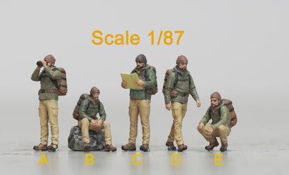 Hiker man figure HO 1/64 1/18 1/43 Scale handpaint high detail