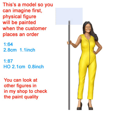 HO & 1:64 scale Pit girl figure handpaint high detail