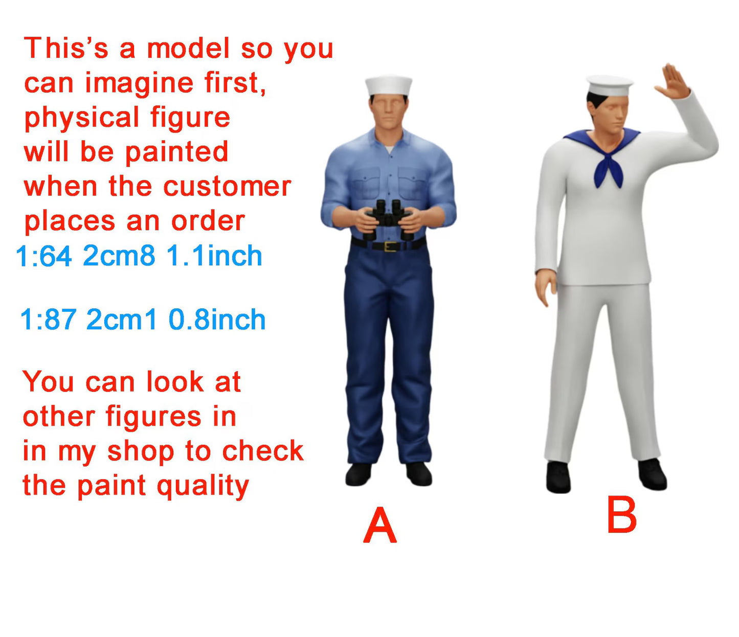 Navy figure HO 1/64 1/43 1/24 1/18 Scale handpaint high detail