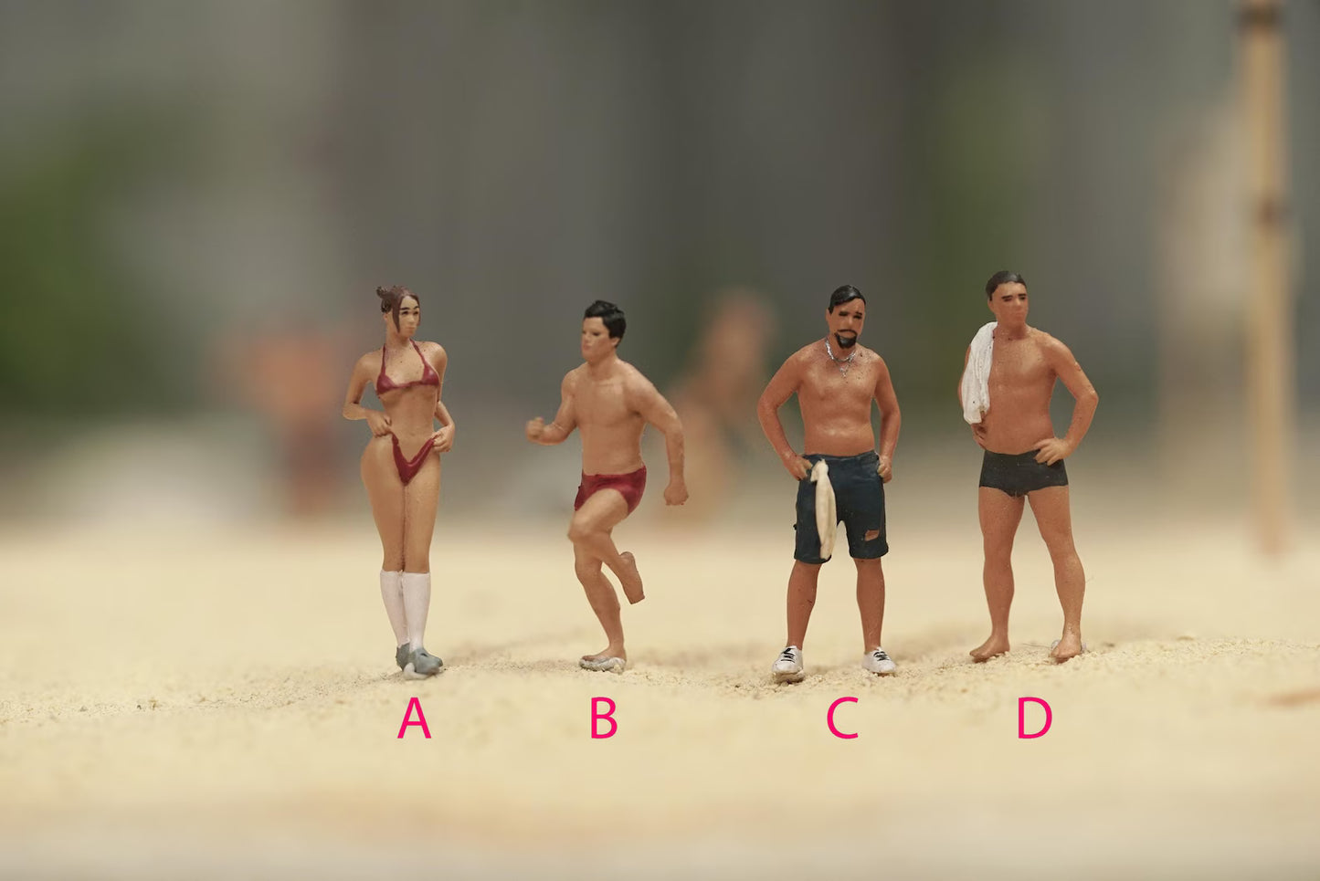 Beach men figure HO 1/64 1/43 1/24 1/18 Scale handpaint high detail