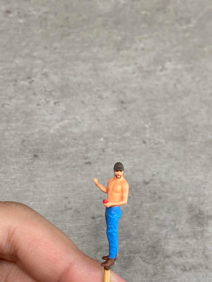 Man from 60s and 70s posing with figure HO 1/64 1/43 1/24 1/18 Scale handpaint high detail