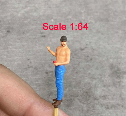 Man from 60s and 70s posing with figure HO 1/64 1/43 1/24 1/18 Scale handpaint high detail