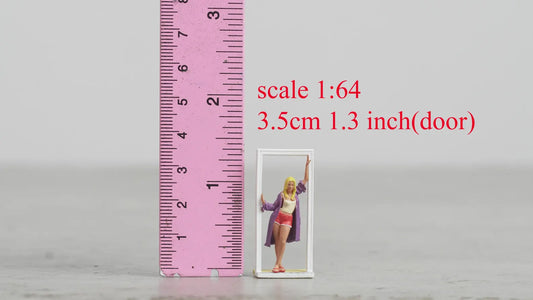 Girl leaning against the door figure HO 1/64 1/43 1/24 1/18 Scale handpaint high detail