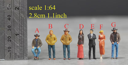 Yellow Men and women figure HO 1/64 1/18 1/43 Scale handpaint high detail