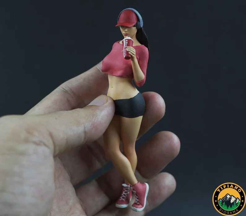 Sexy headphone girl drinking figure handpaint high detail All scale
