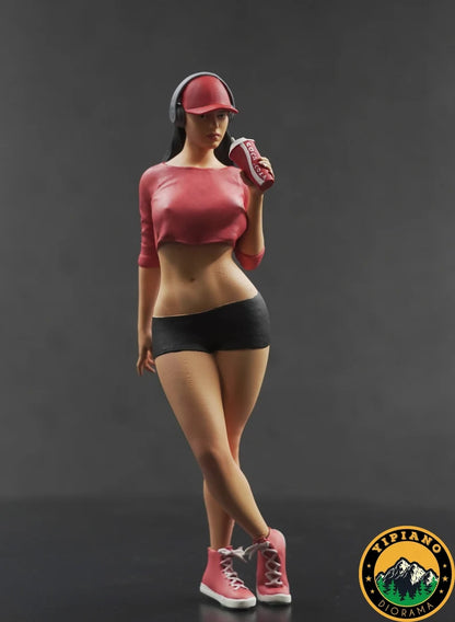 Sexy headphone girl drinking figure handpaint high detail All scale
