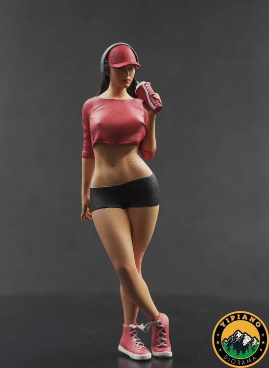 Sexy headphone girl drinking figure handpaint high detail All scale