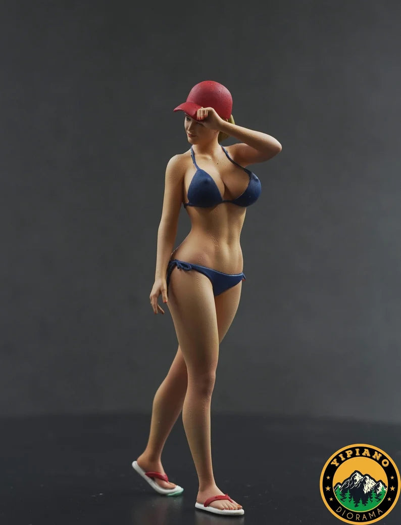 Sexy beach girl wear hat figure handpaint high detail 1:18 scale