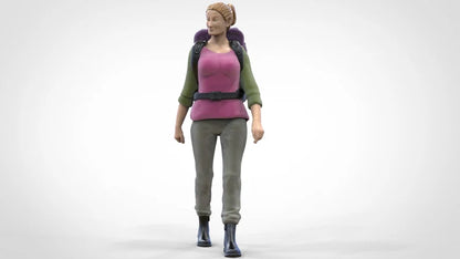 HO & all scale Hiker man and woman handpaint high detail