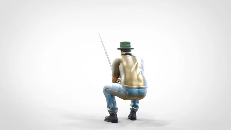 HO & 1:64 Man Fishing handpaint high detail