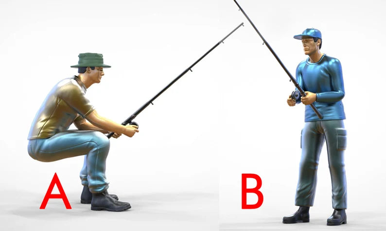 HO & 1:64 Man Fishing handpaint high detail