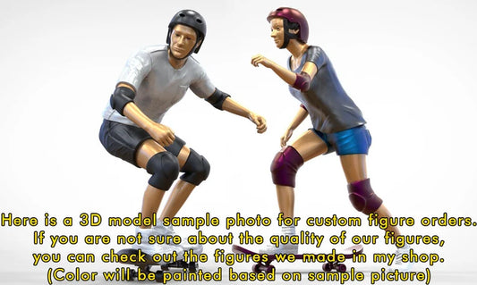 Skater man woman HO & 1:64 scale handpaint high detail