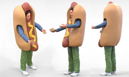 HO & 1:64 scale Hotdog man figure handpaint high detail