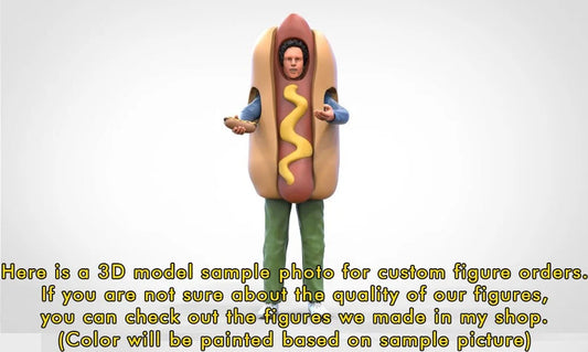 HO & 1:64 scale Hotdog man figure handpaint high detail