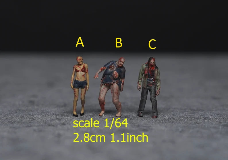 Zombie figure 1:18 to HO scale for Halloween handpaint high detail