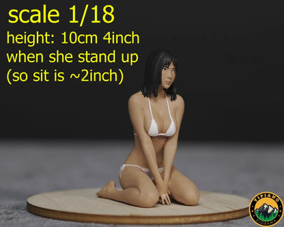 Sexy bikini girl sitting figure (FOR CUSTOM) handpaint high detail 1:18 to HO scale