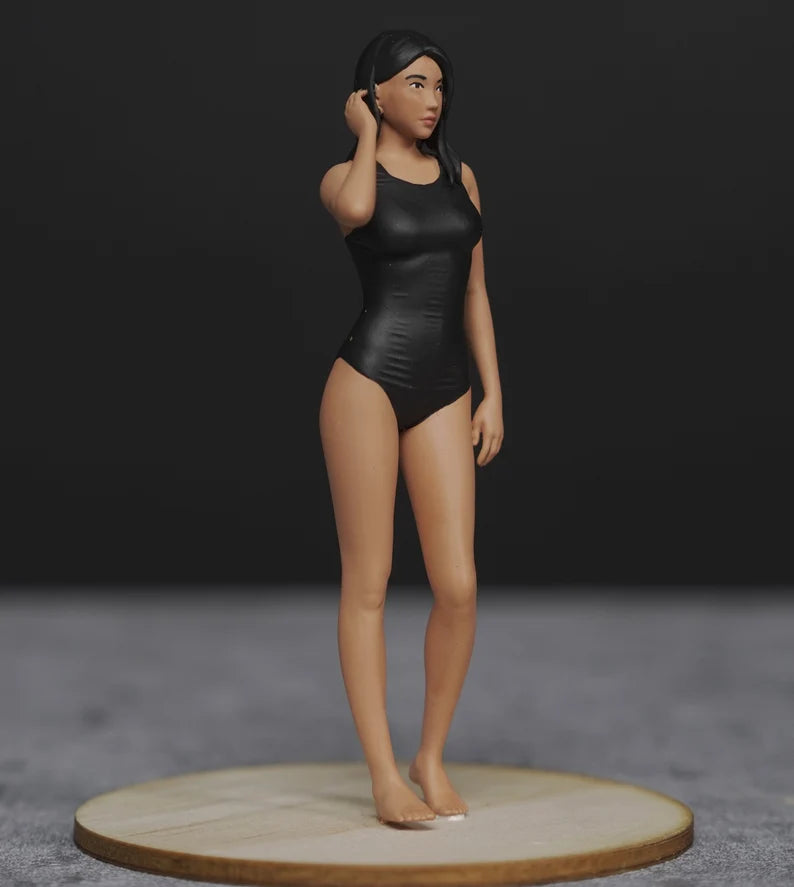 Sexy one piece bikini girl figure (FOR CUSTOM) handpaint high detail 1:18 to HO scale