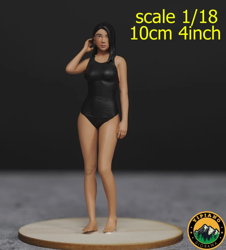Sexy one piece bikini girl figure (FOR CUSTOM) handpaint high detail 1:18 to HO scale