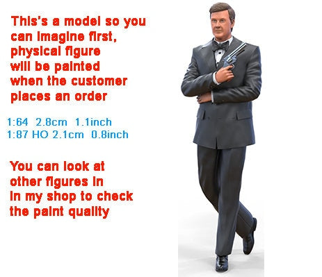 Roger SPY figure handpaint high detail 1:18 to HO scale
