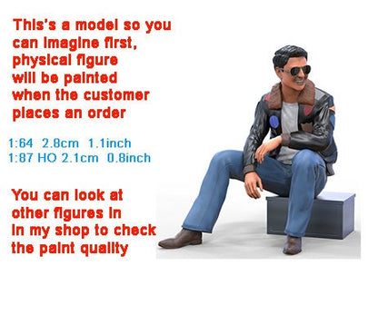 Sitting pilot figure handpaint high detail 1:18 to HO scale
