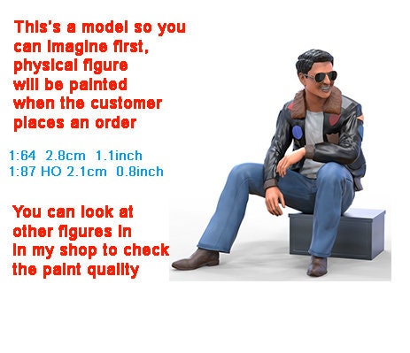 Sitting pilot figure handpaint high detail 1:18 to HO scale