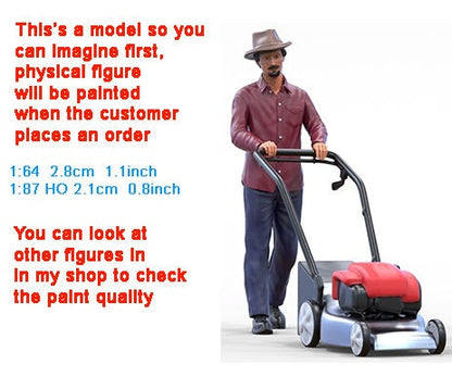 Lawnmower man figure handpaint high detail 1:18 to HO scale
