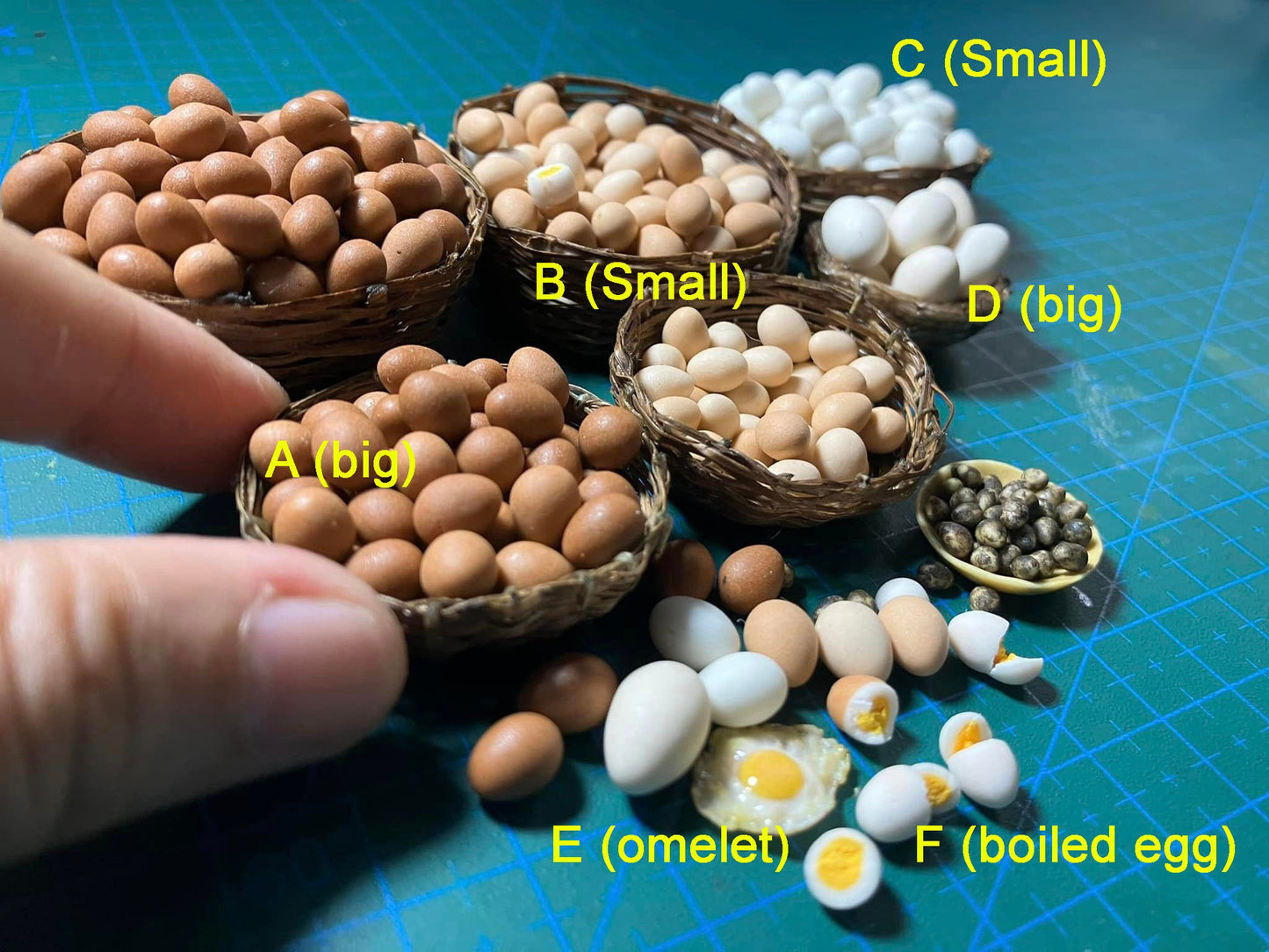 1/12 Egg Miniature Food (5pcs- WITHOUT BAMBOO BASKET)