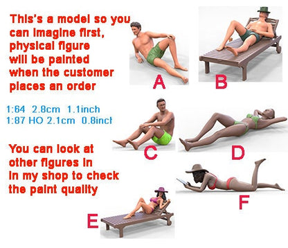 Beach people figure HO 1/64 1/18 1/43 Scale handpaint high detail