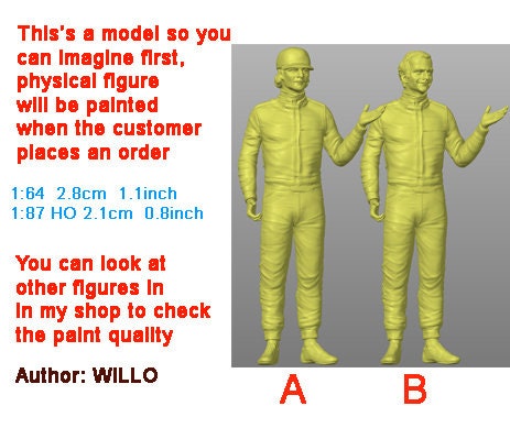 Racer figure handpaint high detail 1:18 to HO scale