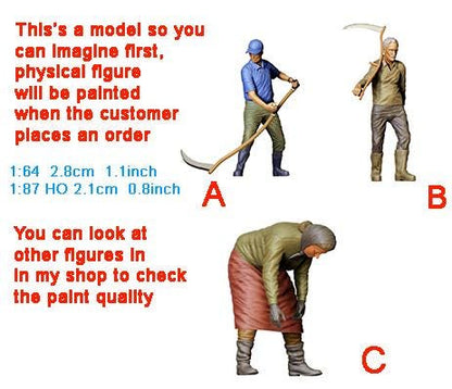 Farmer figure miniature HO 1:64 Scale handpaint high detail