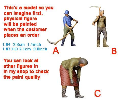 Farmer figure miniature HO 1:64 Scale handpaint high detail