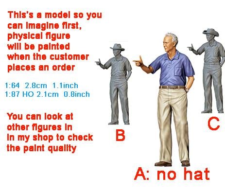 Torino man figure 1:18 to 1/64 HO scale handpaint high detail
