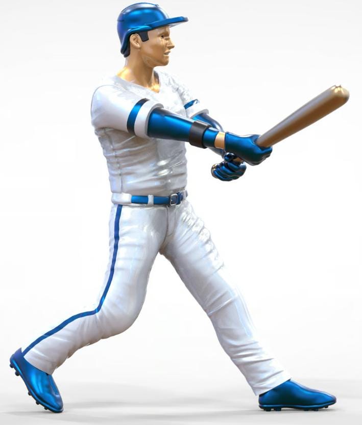 Baseball player center figure 1:18 to 1/64 HO scale handpaint high detail