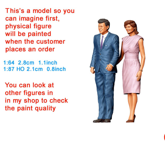 President couple figure high detail painted scale 1/18 to 1/64 HO