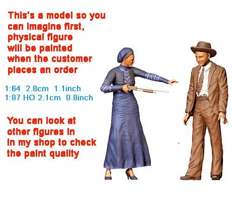 Bon and Clyd figure handpaint high detail 1:18 to HO scale