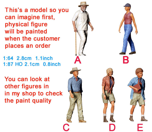 Dinosaur team figure HO 1/64 1/43 Scale handpaint high detail