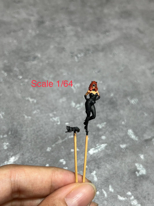 Girl  Cat figure handpaint high detail 1:18 scale