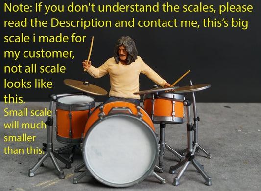 Bonham drumer rocker figurine handpaint high detail 1:18 to HO scale