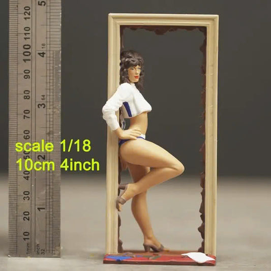 Girl leaning against the door figurine handpaint high detail 1:18 to HO scale