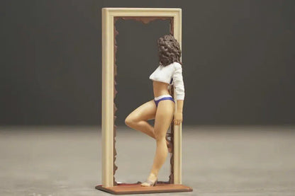 Girl leaning against the door figurine handpaint high detail 1:18 to HO scale