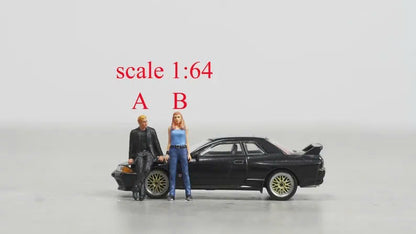 Man and girl figure HO 1/64 1/43 1/24 1/18 Scale handpaint high detail