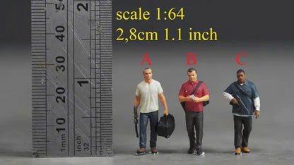 3 Man figure 1:18 to 1/64 HO scale handpaint high detail