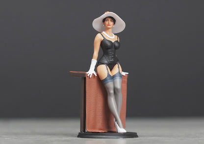 Girl  in black wearing figure HO 1/64 1/43 1/24 1/18 Scale handpaint high detail