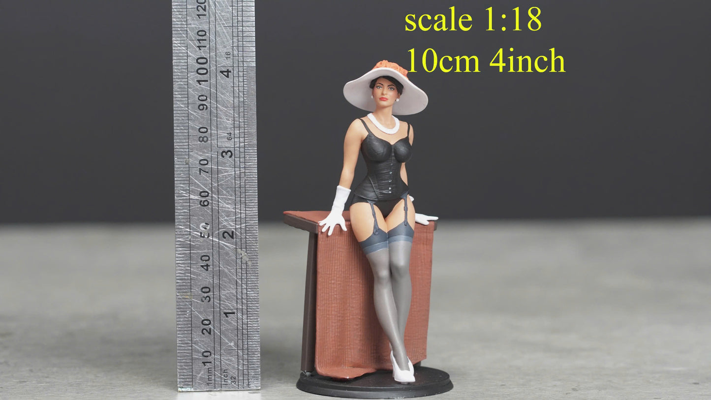 Girl  in black wearing figure HO 1/64 1/43 1/24 1/18 Scale handpaint high detail