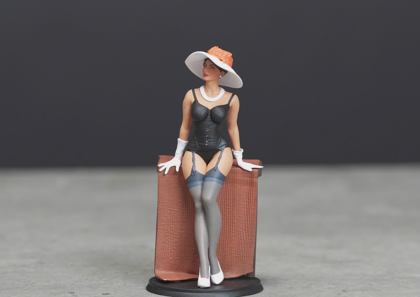 Girl  in black wearing figure HO 1/64 1/43 1/24 1/18 Scale handpaint high detail