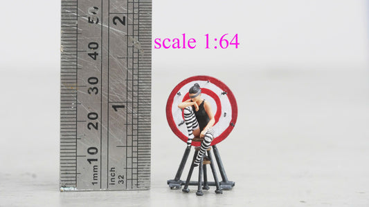 Girl sitting on a chair in front of a dart figure HO 1/64 1/43 1/24 1/18 Scale handpaint high detail (Copy)